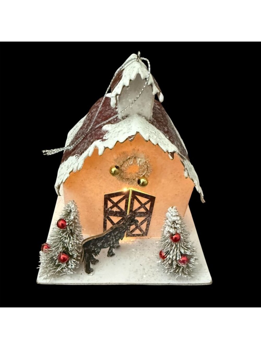 Rustic LED Barn Christmas Ornament Trees Wreath Farmhouse Holiday DΓ©cor Cozy